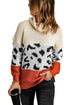 Turtleneck Splicing Chunky Knit Pullover Sweater